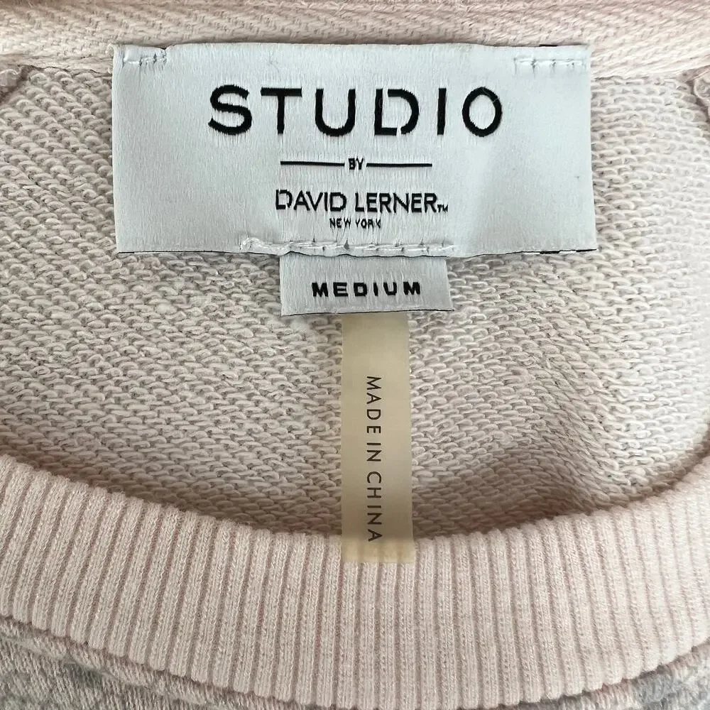 Studio David Lerner Terry Pink Gray Snakeskin Sweatshirt Pullover Top Medium M